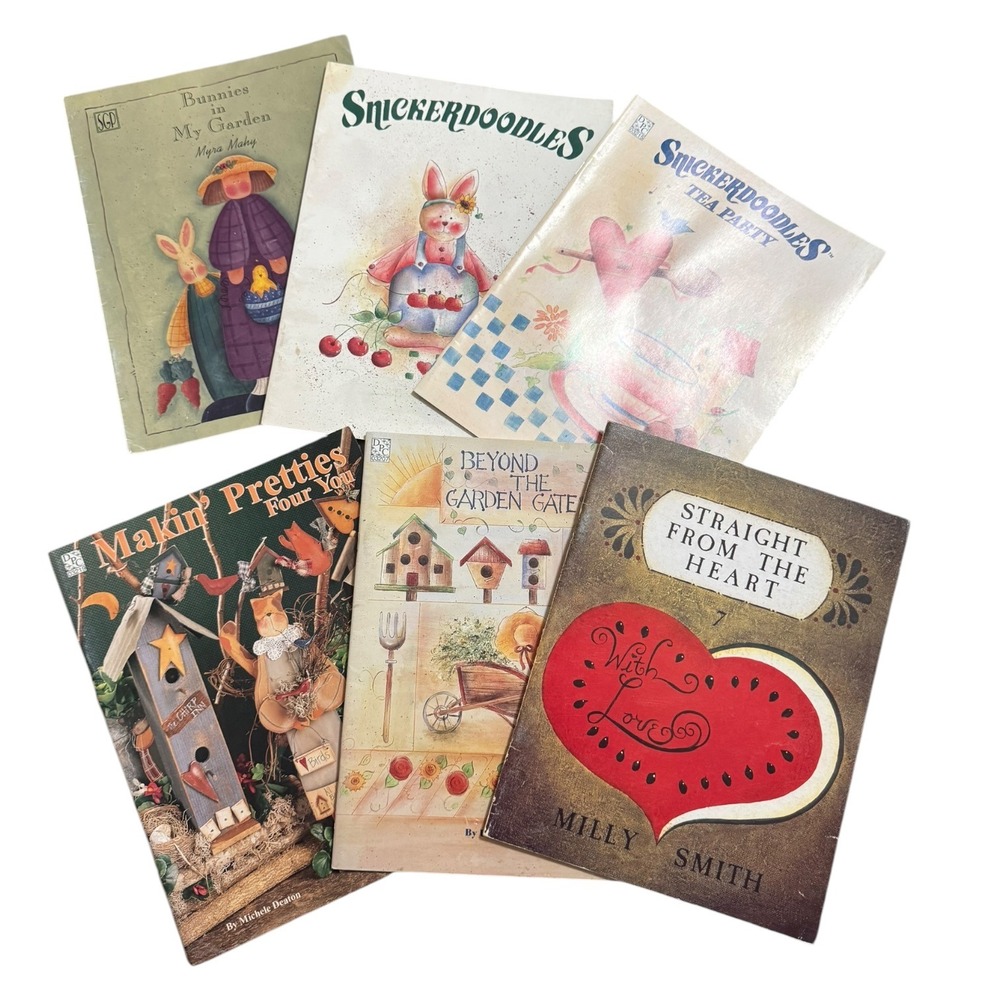 6 Vintage Tole Painting Pattern Books Snickerdoodles Folk Art Country 1990s Lot